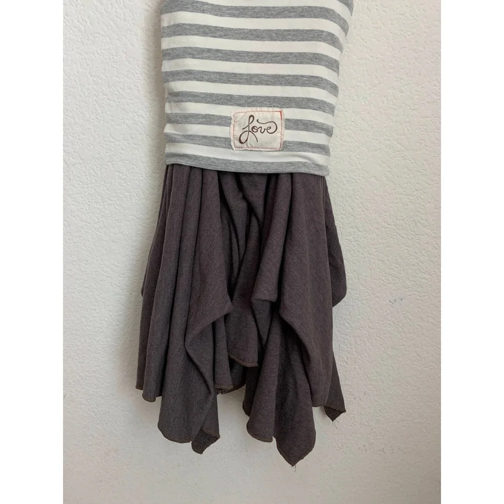 Neve Hawk Gray Striped asymmetrical tank dress Girls Size 12‎